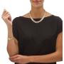 Palm Beach Jewelry Tri-Tone Goldtone Rosetone Silvertone Link Necklace Earring and Bracelet Set (14mm), Fold Over Clasp, 17 inches