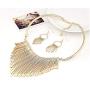 Glibrillody Wcysin Big Tassel Luxury Necklace Earring Set Sweater Chain Big Statement Necklace Jewelry for Women Girls (Gold)