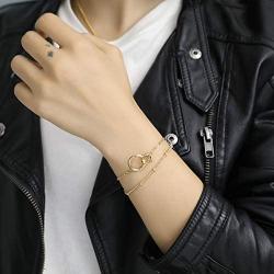YBMYCM 14K Gold Plated Paperclip Dainty Simple Lightweight Chain Link Necklace Bracelet for Women Girls