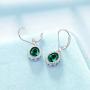 AOBOCO Halo Earrings Sterling Silver Leverback Earrings Embellished with Crystal from Austria, Hypoallergenic Dangle Drop Earrings, Fine Jewelry Gifts for Women