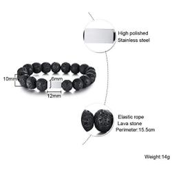 VNOX God is Greater Than Highs&Lows Natural Lave Rock Stone Essential Oil Diffuser Beaded Stretch Bracelet