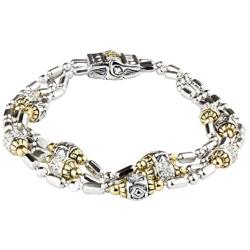 John Medeiros Triple Strand Two Tone Beaded Collection Bracelet Pavé Setting Made in America