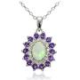 GemStar USA Sterling Silver Ethiopian Opal, African Amethyst & White Topaz Oval Flower Necklace