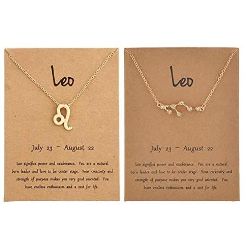 Dcfywl731 2Pcs Leo Zodiac Necklace for Women 12 Constellation Necklace Zodiac Sign Horoscope Necklaces Zodiac Jewelry Gift Aries