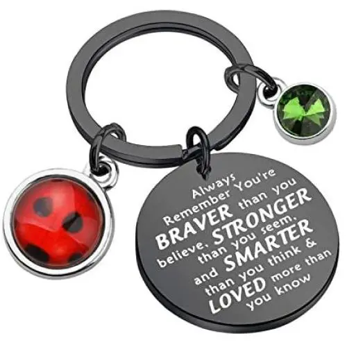 BAUNA Ladybug Keychain BFF Friendship Gift Always Remember You’re Braver Than You Believed Key Ring Cosplay Charm Jewelry BAUNA Ladybug Keychain BFF Friendship Gift Always Remember You’re Braver Than You Believed Key Ring Cosplay Charm Jewelry