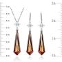 ATTA GEMS Statement Jewelry Set for Women / 925 Sterling Silver Long Diaspore Dangle Earrings and Pendant Necklace Set for Bridesmaids Brides
