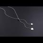 FLYOW Long Chain Dainty Necklace Simple Style 925 Sterling Silver Heart Pendant Adjustable Y Shaped Necklace Jewelry