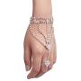 yueton 1Pieces Fashion Women Girl Glitter Heart Rhinestone Hand Harness Bracelet Bangle Slave Chain Link Finger Ring Bracelet