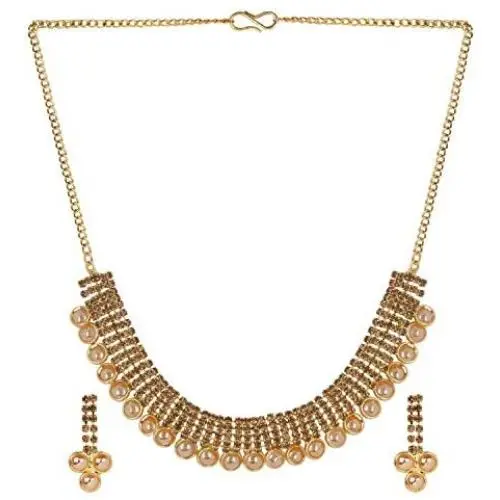 Efulgenz Crystal Rhinestone Indian Gold Plated Bridal Wedding Choker Necklace Earring Jewelry Set for Brides Bridesmaid Efulgenz Crystal Rhinestone Indian Gold Plated Bridal Wedding Choker Necklace Earring Jewelry Set for Brides Bridesmaid