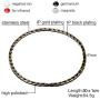 Rockyu Stainless Steel Mens Magnetic Necklace for Pain Relief Black Gold Inflammation Reduction for Neck Arthritis Migraine Headaches Shoulders and Back