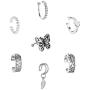 7pcs Ear Cuffs Silver Helix Cartilage Conch Clip on Wrap Earrings Non-Piercing Huggie Cuff Earrings for women