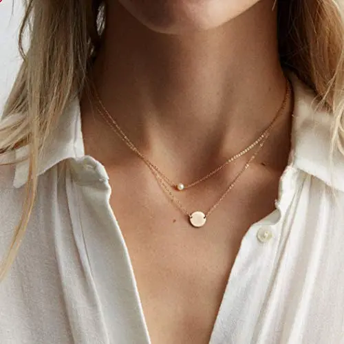 Haloty Boho Layered Coin Pendant Necklace Gold Pearl Beaded Necklaces Chain Jewelry for Women and Girls Haloty Boho Layered Coin Pendant Necklace Gold Pearl Beaded Necklaces Chain Jewelry for Women and Girls