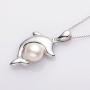 Dolphin Pearl Necklace with 5-6mm Freshwater Cultured Pearl 925 Sterling Silver Chain Dolphin Jewelry for Women - VIKI LYNN