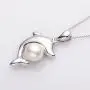Dolphin Pearl Necklace with 5-6mm Freshwater Cultured Pearl 925 Sterling Silver Chain Dolphin Jewelry for Women - VIKI LYNN