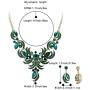 BriLove Womens Wedding Bridal Crystal Floral Leaf Enamel Statement Necklace Dangle Earrings Set