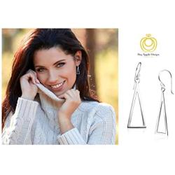 Big Apple Hoops - Mothers Day High Polish Sterling Silver Geometric Triangle Drop Dangle Lightweight Plain Earrings Made from Genuine Solid 925 Sterling Silver Special Fashion Gifts for Men, Teens, Women