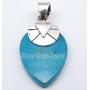 SilverStarJewel Turquoise Flat Necklace Pendant 1.2'' Solid Sterling Silver New Art