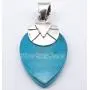SilverStarJewel Turquoise Flat Necklace Pendant 1.2'' Solid Sterling Silver New Art