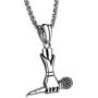 Fusamk Hip Hop Music Titanium Steel Microphone Tag Pendant 24'' Chain Necklace