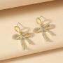 Sinkcangwu New Fashion Rhinestone Bow Knot Shaped Big Earrings For Women Sweet Black Pink Resin Bow Statement Earrings Party Jewelry