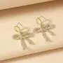 Sinkcangwu New Fashion Rhinestone Bow Knot Shaped Big Earrings For Women Sweet Black Pink Resin Bow Statement Earrings Party Jewelry