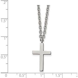 Solid Stainless Steel 20mm Cross Pendant Necklace Charm Chain - with Secure Lobster Lock Clasp