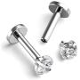16g CZ Labret Cartilage Tragus Monroe Lip Nose Helix Studs Earrings Stainless Steel Cubic Zirconia Piercings Jewelry 2mm 3mm 4mm 3 Pairs Set