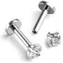 16g CZ Labret Cartilage Tragus Monroe Lip Nose Helix Studs Earrings Stainless Steel Cubic Zirconia Piercings Jewelry 2mm 3mm 4mm 3 Pairs Set