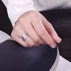 SOMEN TUNGSTEN 10mm Wide Band Ring 925 Sterling Silver Ripple Thumb Ring for Men Women Size 5-12