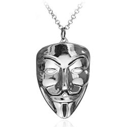 Unisex Titanium Stainless Steel V for Vendetta Clown Mask Hip-hop Charm Pendant Necklace
