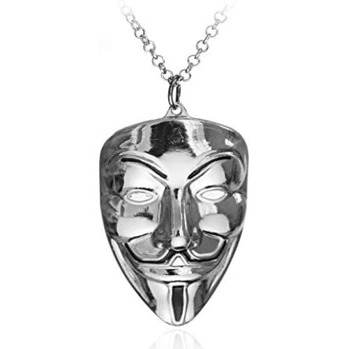 Unisex Titanium Stainless Steel V for Vendetta Clown Mask Hip-hop Charm Pendant Necklace