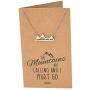Quan Jewelry Mountain Pendant Necklace for Men and Women, Adventure and Outdoor Lovers, Mountains Jewelry Gift with Greeting Card