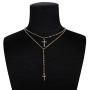 Chargances Women Y Lariat Necklace with Cross Pendant Gold Cross Necklace Bohemia Cross Laying Necklace Multi layer Chain Delicate Women Y Necklaces for Women Long Choker Jewelry for Women and Girls