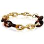 Bling Jewelry Fashion Brown Golden Acrylic Tortoise Shell Oval Chain Link Bracelet for Women Gold Plated Stainless Steel