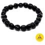 8mm Black Tourmaline 7.5'' Stretch Bracelet with Selenite Tumbled Stone for recharging. Natural Healing Stones for Stress, Anxiety Relief EMF Protection