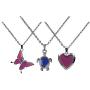 3pcs Temperature Sensing Color Changing Mood Necklace Set Turtle Butterfly Love Heart Shape Pendant Control Emotion Feeling Romantic Stainless Steel Chain Jewelry