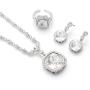 Jewelry Sets Necklace Ring Earrings Set 18k White Gold Plated Halo Teardrop Pendant Necklace Round Cut Cubic Zirconia for Women Girls Wedding Party Gift
