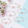 Bridesmaid bracelets-Ikooo 5 pcs Love Knot Open Bangle With Bride Tribe Hair tie for Best Friend, BFF of the Bride wedding Gift