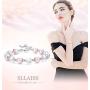 Sllaiss Pink Swarovski Pearl Crystal Charm Bracelet for Women Girls Link Chain Elastic Bracelets with Heart Charm, Crystals from Swarovski, Friendship Bracelets Jewelry Gift for Her
