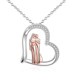 Sister Necklaces Sterling Silver Rose Gold Plated Big Sis Lit Sis Love Heart Friendship Sister Necklace Jewelry Gifts for Sister Classmates Friends