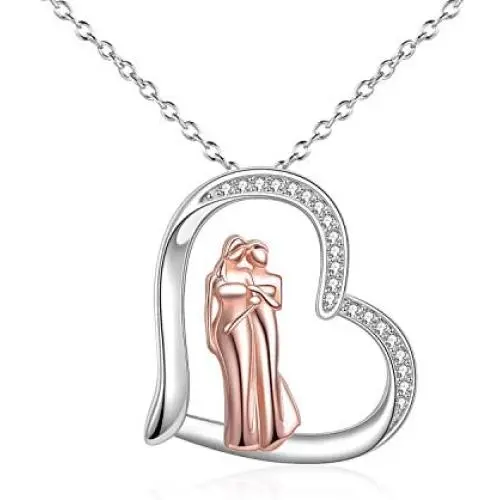 Sister Necklaces Sterling Silver Rose Gold Plated Big Sis Lit Sis Love Heart Friendship Sister Necklace Jewelry Gifts for Sister Classmates Friends