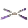 Natural Amethyst Gemstone Hexagonal Pointed Reiki Chakra Pendant Necklace 20 Inch High-Grade Iron Gift Box