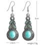 coadipress Ethnic Bohemian Tibetan Alloy Earrings and Necklace Set for Women Girls Vintage Water Teardrop Drop Blue Crystal Oval Turquoise Resin Boho Dangle Gift Jewelry