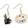 CENWA Colorful Artist Paint Palette and Paint Brush Pendant Drop Earrings Painter Artist Jewelry Gift for Art Teacher Art Student