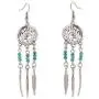 Deniferymakeup Dangle Earrings Silver Boho Hippie Simple Earring Jewelry Gift For Women Bohemian Gypsy Tribal Ethnic Tassel Engraved Crescent Moon Birthday Silver Feather Dangle Eardrop (Blue)