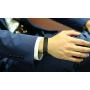 VNOX Two-Tone Black Blue Free Custom Engraving Emergency Medical Alert ID Bracelets for Men Husband Father,8.2''/8.6''