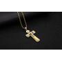 yiyifu Cross Necklace for Men Titanium Steel Pendant Necklace Domineering Mens and Womens Jewelry Christian Accessories Three Layer Chains