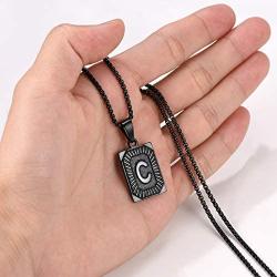 PROSTEEL Initial Letter Pendant Necklace for Men Women, Capital Letter Necklaces A to Z, Black/Yellow Gold Plated Stainless Steel Jewelry, Customize Text Available, Box Chain 20-22 inch Adjustable