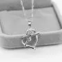 Uloveido White Gold Plated Arrow Heart Pendant Necklace for Women Girls with Purple White Cubic Zirconia N662