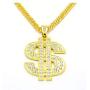 Gold Chain with Dollar Sign Big Money Necklaces for Men Women,Stainless Steel Iced Out Rhinestone Jewelry,Fashion Pendants with 28 Inches Chain